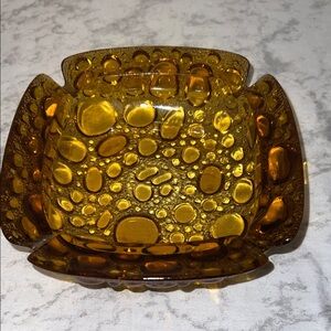 Vintage Libby Amber Glass Bubble Ashtray